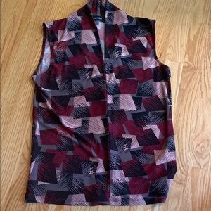 Nine West Geometric Patterned Blouse - Burgundy and Black